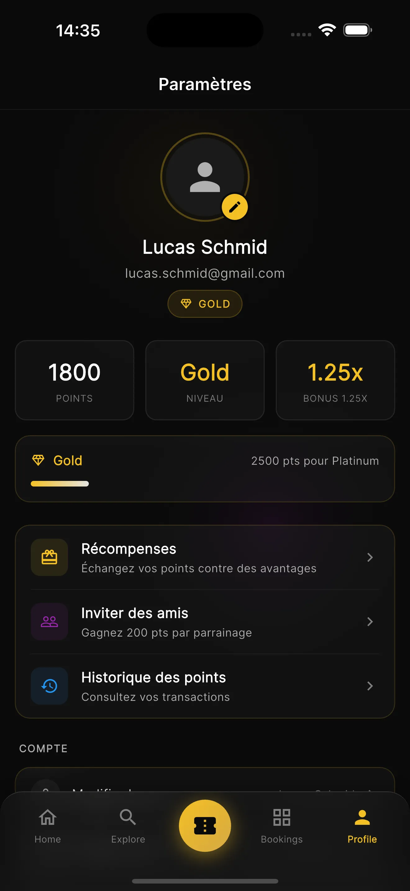 Profil et récompenses
